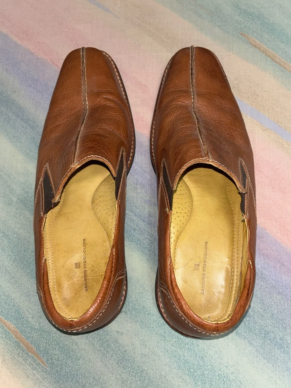 Sandro Moscolini Loafers Men's size 13 Brown cognac Leather Slip On Shoes
